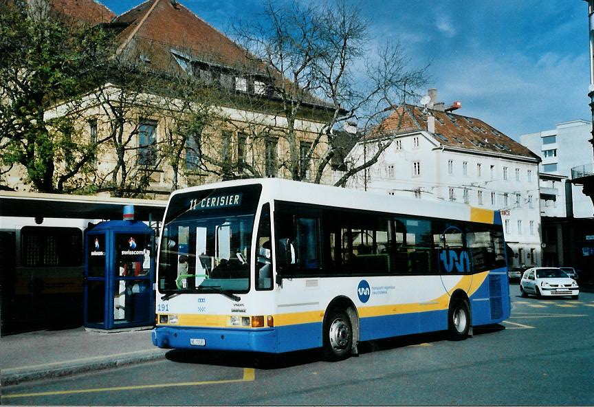 (112'001) - TC La Chaux-de-Fonds - Nr. 191/NE 71'191 - Volvo/Berkhof am 10. November 2008 beim Bahnhof La Chaux-de-Fonds