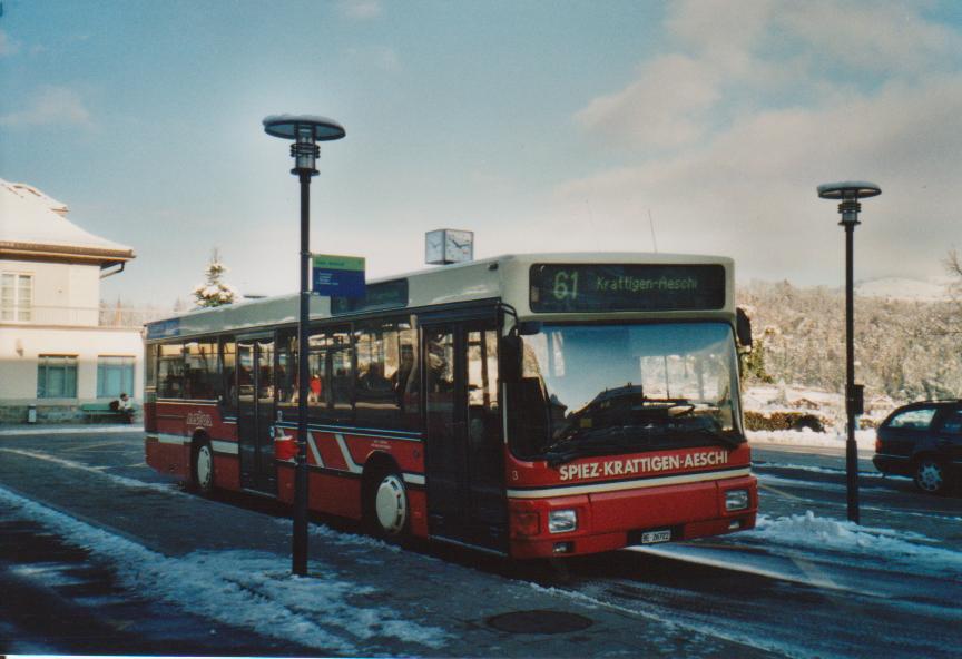 (112'902) - ASKA Aeschi - Nr. 3/BE 26'722 - MAN am 13. Dezember 2008 beim Bahnhof Spiez