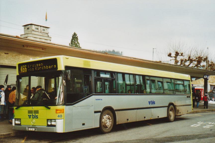 (113'307) - Busland, Brugdorf - Nr. 40/BE 593 - Mercedes (ex BSU Solothurn Nr. 60) am 23. Dezember 2008 beim Bahnhof Burgdorf