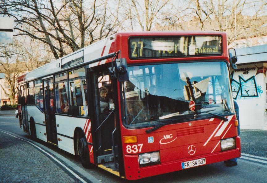 (113'522) - VAG Freiburg - Nr. 837/FR-SW 837 - Mercedes am 3. Januar 2009 in Freiburg, Siegesdenkmal