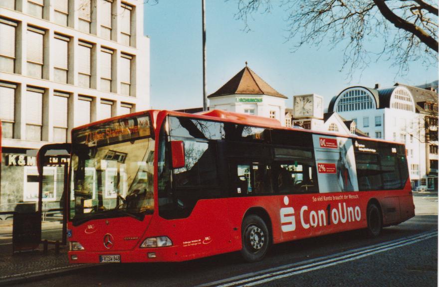 (113'524) - VAG Freiburg - Nr. 848/FR-SW 848 - Mercedes am 3. Januar 2009 in Freiburg, Siegesdenkmal