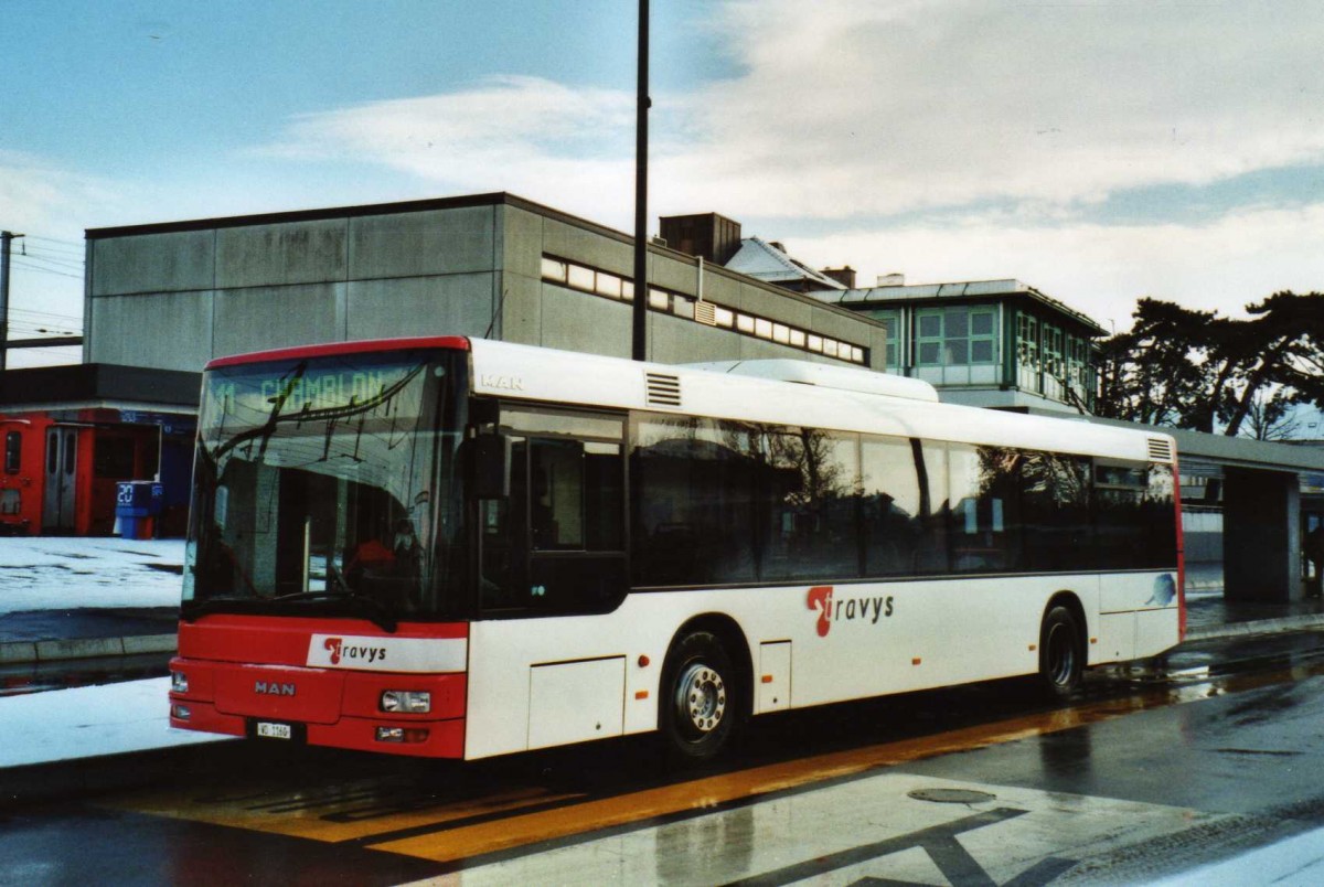 (114'222) - TRAVYS Yverdon - VD 1160 - MAN am 14. Februar 2009 beim Bahnhof Yverdon