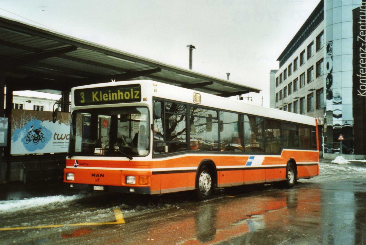 (114'425) - BOGG Wangen b.O. - Nr. 80/SO 21'063 - MAN (ex SOO Olten Nr. 80) am 17. Februar 2009 beim Bahnhof Olten