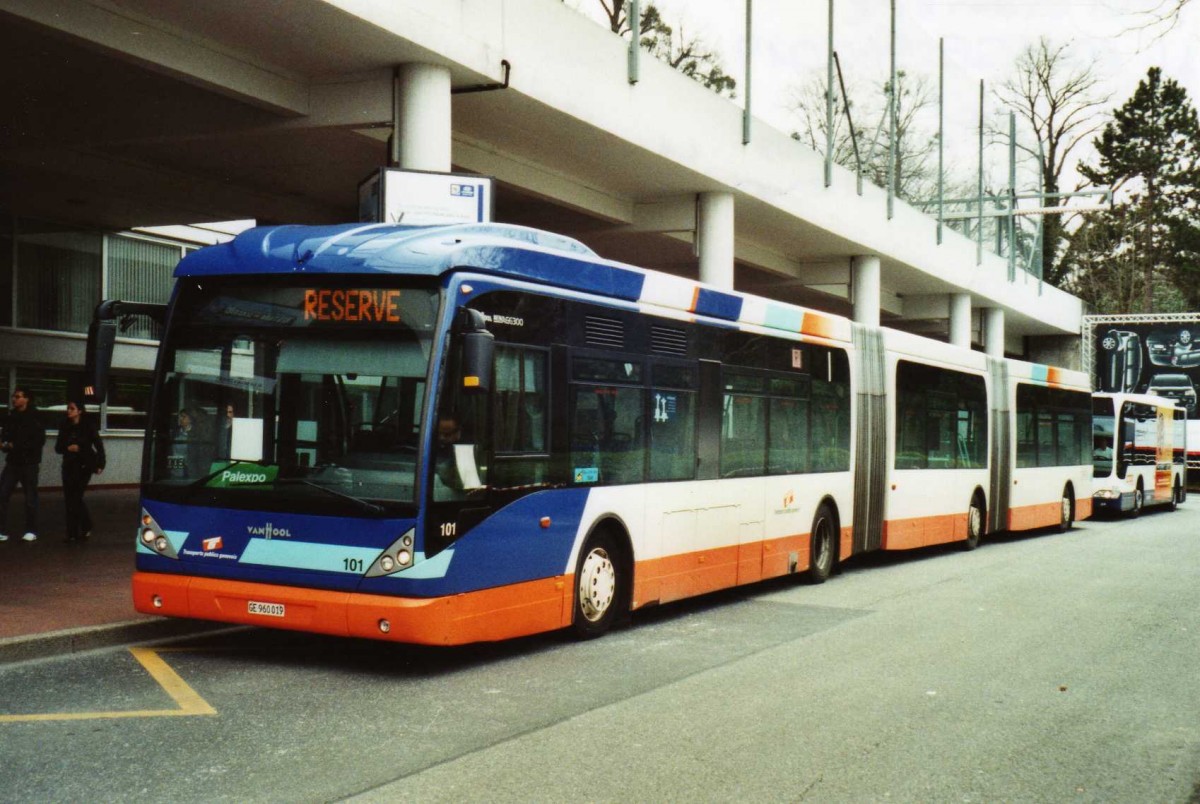 (114'821) - TPG Genve - Nr. 101/GE 960'019 - Van Hool am 8. Mrz 2009 in Genve, Palexpo