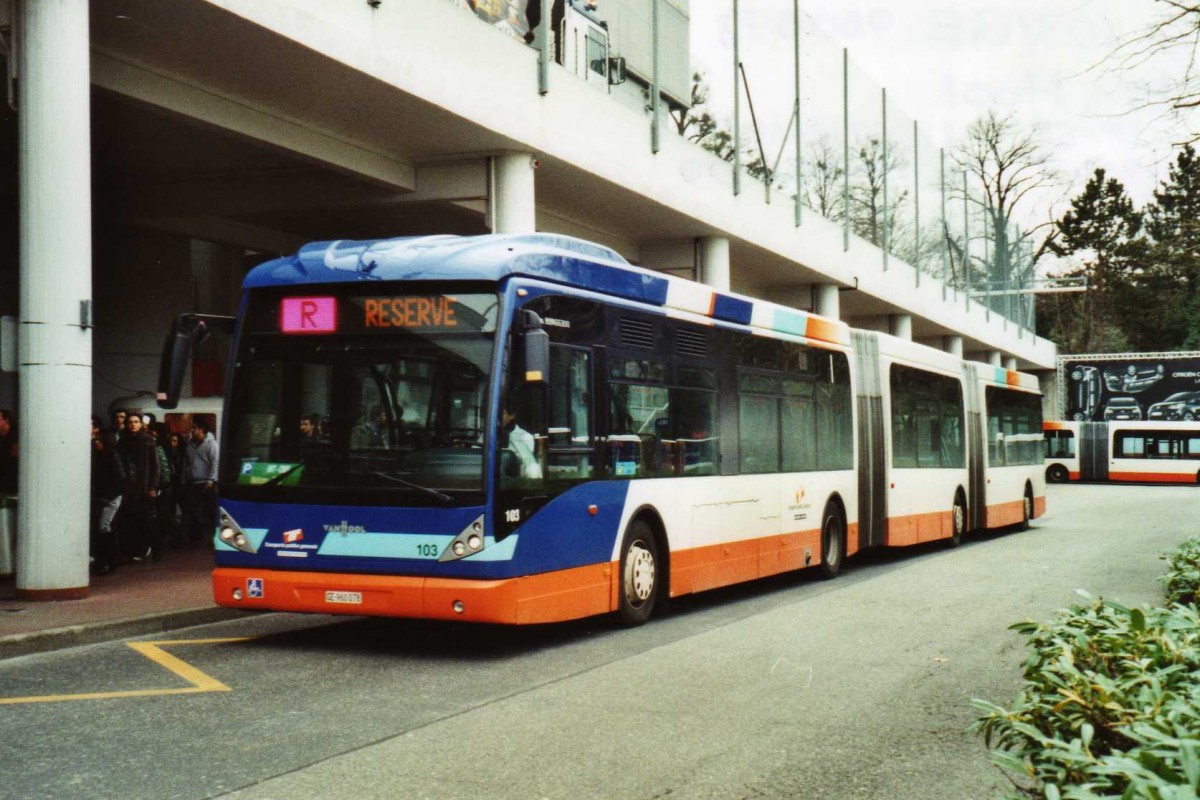 (114'823) - TPG Genve - Nr. 103/GE 960'078 - Van Hool am 8. Mrz 2009 in Genve, Palexpo