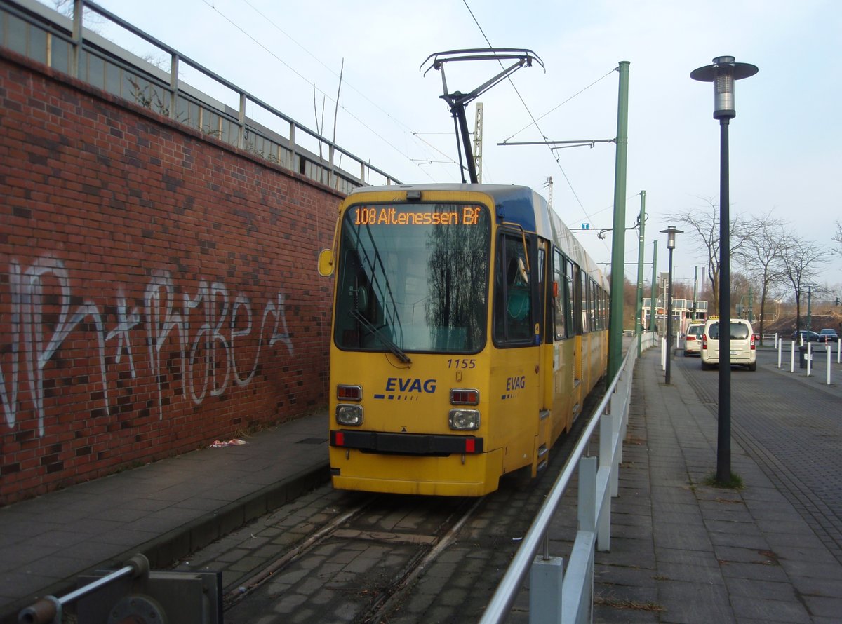 1155 der Ruhrbahn als 108 aus Essen Bredeney in Essen Altenessen Bahnhof. 17.02.2018