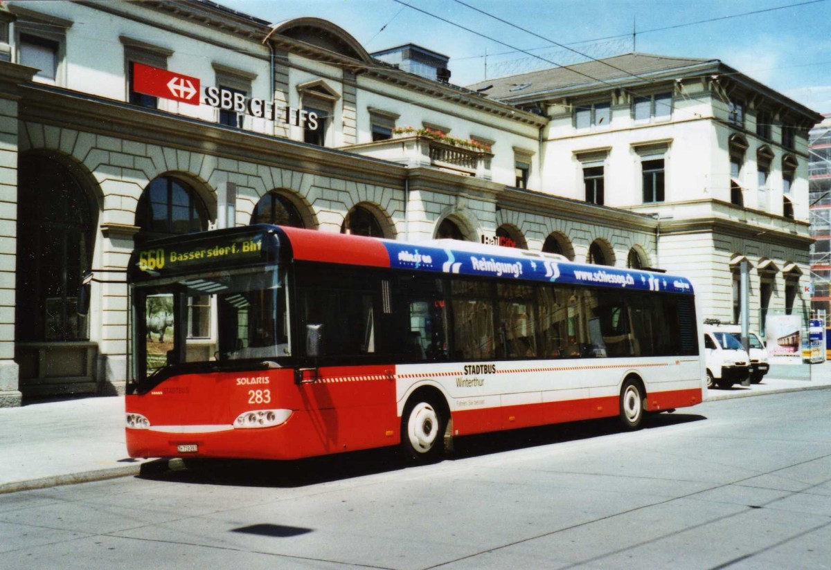 (116'504) - SW Winterthur - Nr. 283/ZH 719'283 - Solaris am 20. Mai 2009 beim Hauptbahnhof Winterthur