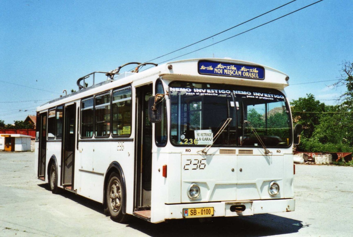 (116'914) - Tursib, Sibiu - Nr. 236/SB-0100 - FBW/Hess Trolleybus (ex TL Lausanne Nr. 714) am 27. Mai 2009 in Sibiu, Depot