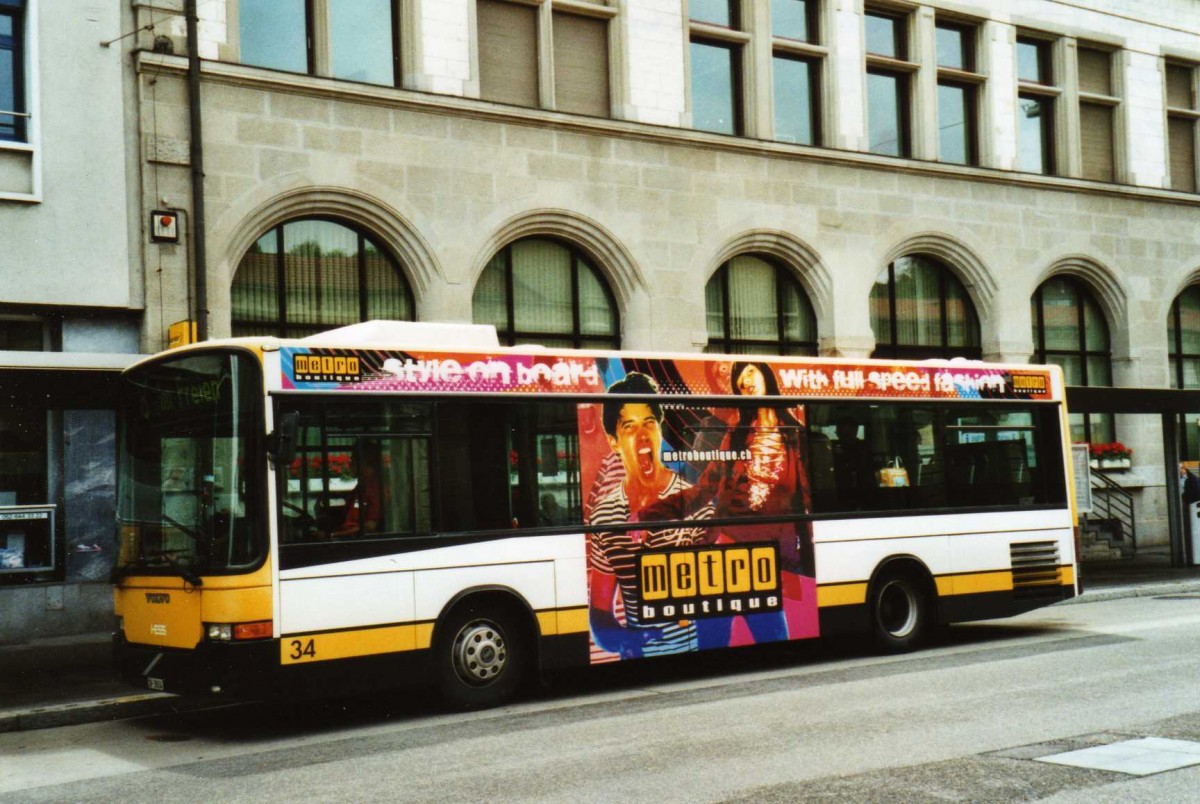 (117'233) - VBSH Schaffhausen - Nr. 34/SH 38'034 - Volvo/Hess am 6. Juni 2009 beim Bahnhof Schaffhausen