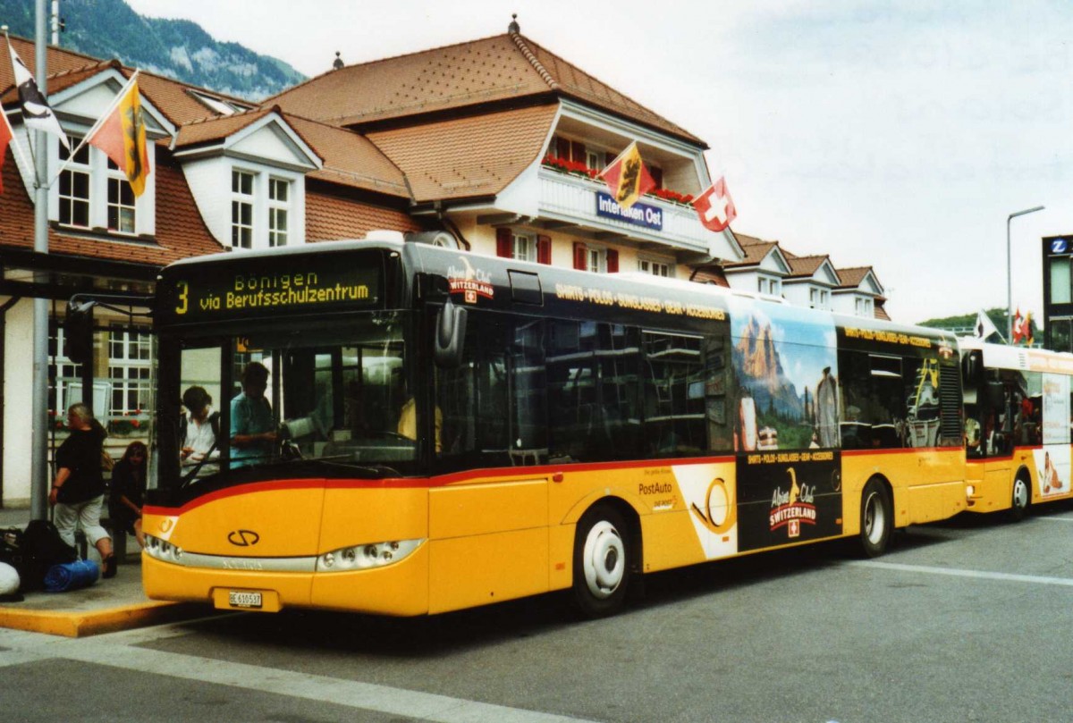 (117'709) - PostAuto Bern - BE 610'537 - Solaris am 14. Juni 2009 beim Bahnhof Interlaken Ost