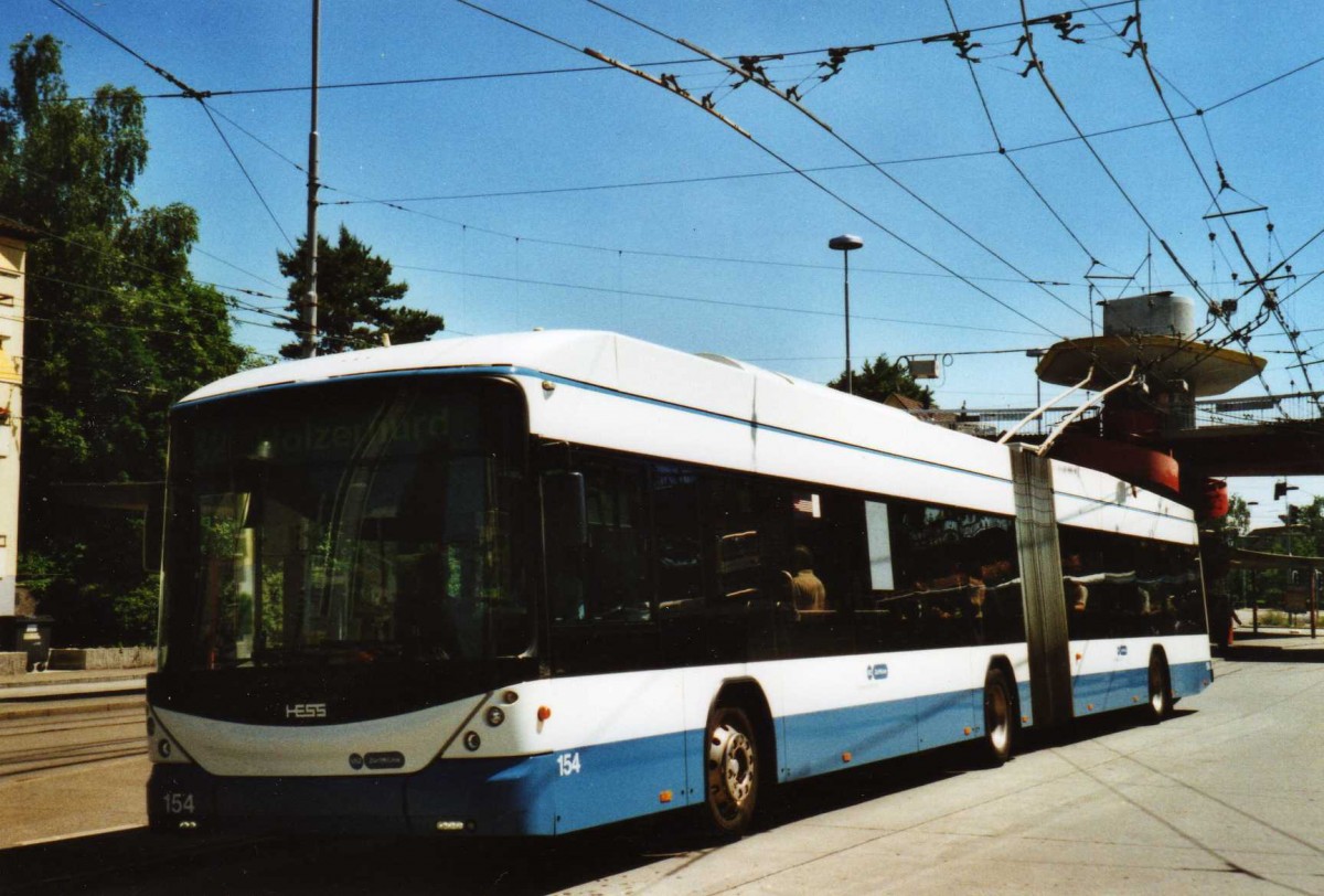 (117'733) - VBZ Zrich - Nr. 154 - Hess/Hess Gelenktrolleybus am 17. Juni 2009 in Zrich, Bucheggplatz