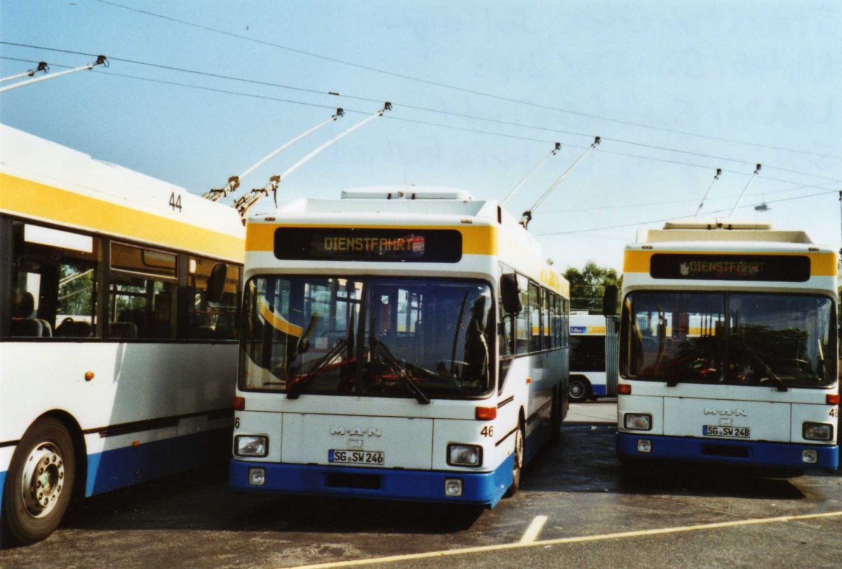 (118'127) - SWS Solingen - Nr. 46/SG-SW 246 - MAN/Grf&Stift Trolleybus am 5. Juli 2009 in Solingen, Betriebshof