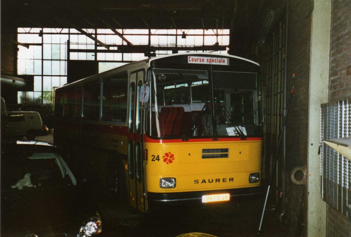 (118'533) - FRAM Drachten - Nr. 24/BV-PD-26 - Saurer/R&J (ex PostAuto Graubnden; ex P 24'367) am 7. Juli 2009 in Drachten, Autobusmuseum