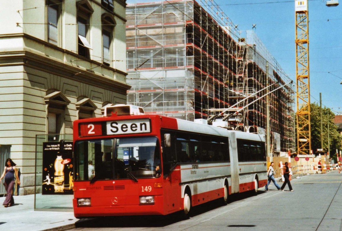 (120'119) - SW Winterthur - Nr. 149 - Mercedes Gelenktrolleybus am 19. August 2009 beim Hauptbahnhof Winterthur