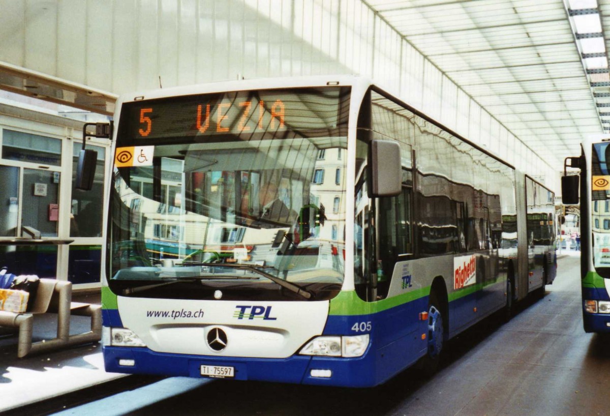 (121'121) - TPL Lugano - Nr. 405/TI 75'597 - Mercedes am 12. September 2009 in Lugano, Centro