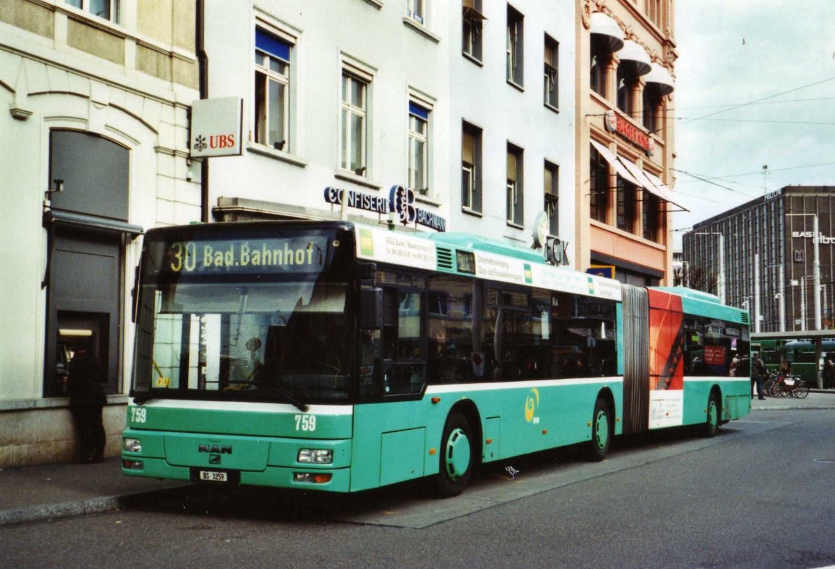 (122'202) - BVB Basel - Nr. 759/BS 3259 - MAN am 17. November 2009 beim Bahnhof Basel