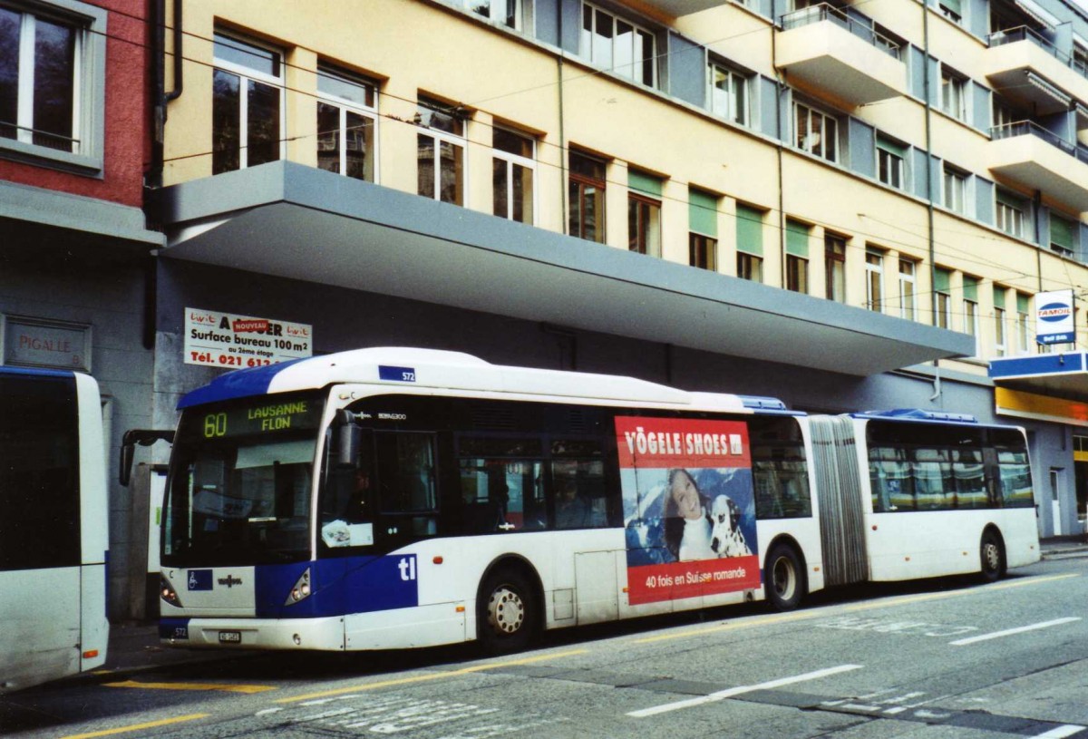 (122'311) - TL Lausanne - Nr. 572/VD 1483 - Van Hool am 19. November 2009 in Lausanne, Tunnel