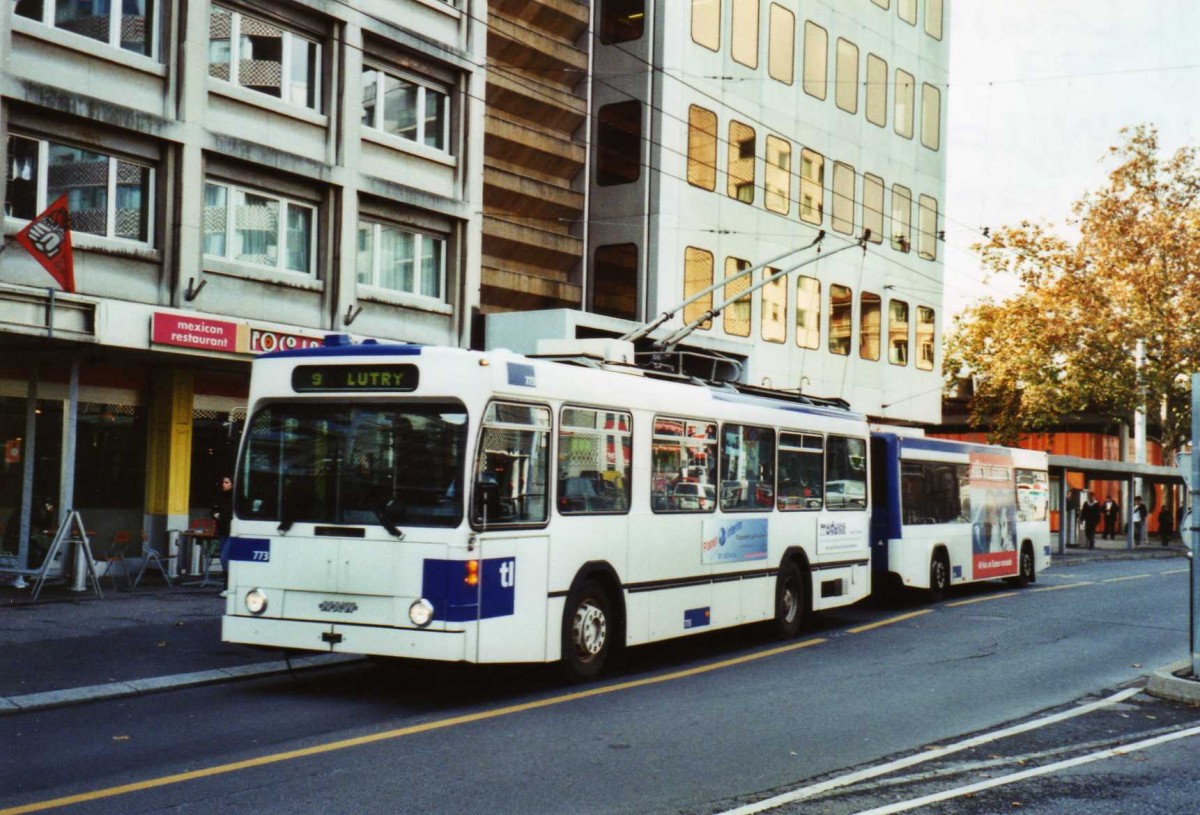 (122'326) - TL Lausanne - Nr. 773 - NAW/Lauber Trolleybus am 19. November 2009 in Lausanne, Chauderon