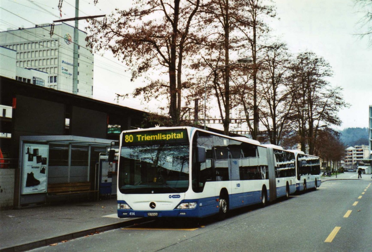 (122'917) - VBZ Zrich - Nr. 414/ZH 745'414 - Mercedes am 13. November 2009 beim Bahnhof Zrich-Oerlikon