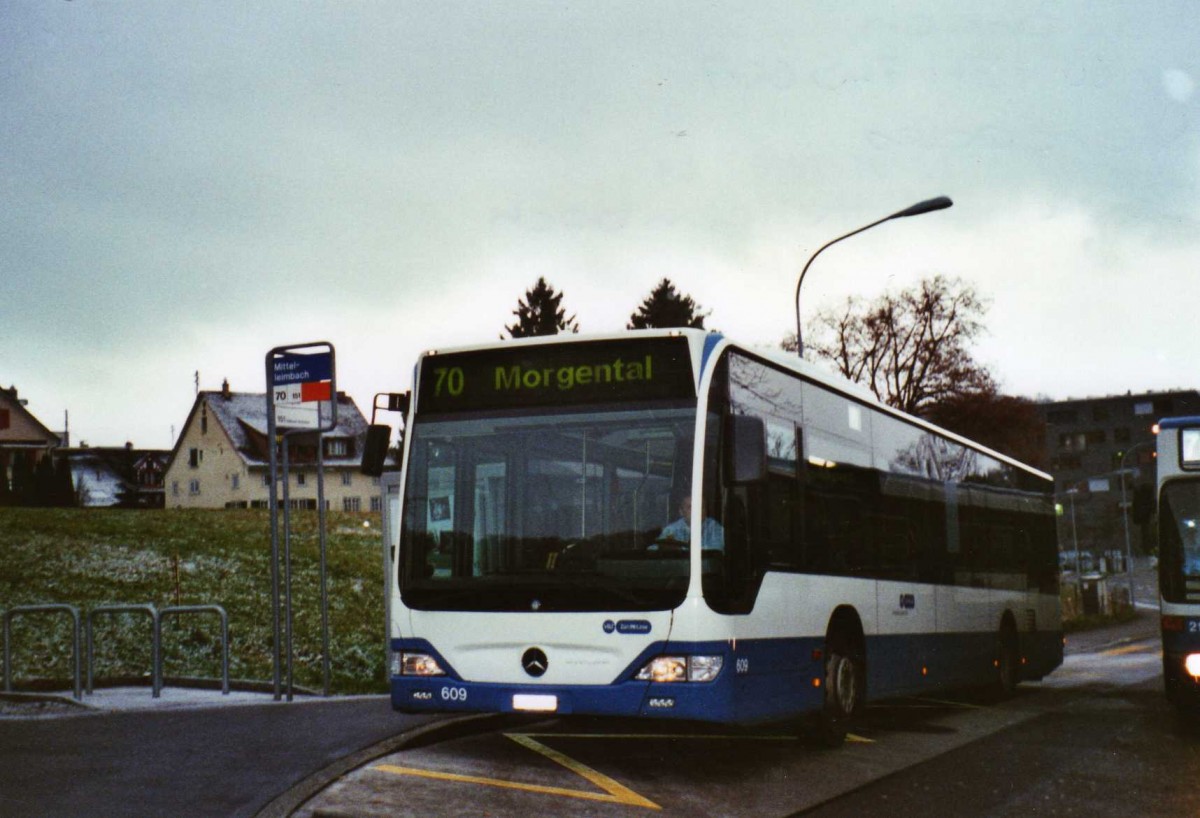 (123'027) - VBZ Zrich - Nr. 609/ZH 745'609 - Mercedes am 13. Dezember 2009 in Zrich, Mittelleimbach