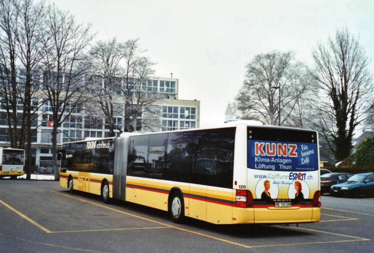 (124'204) - STI Thun - Nr. 120/BE 700'120 - MAN am 20. Januar 2010 bei der Schifflndte Thun