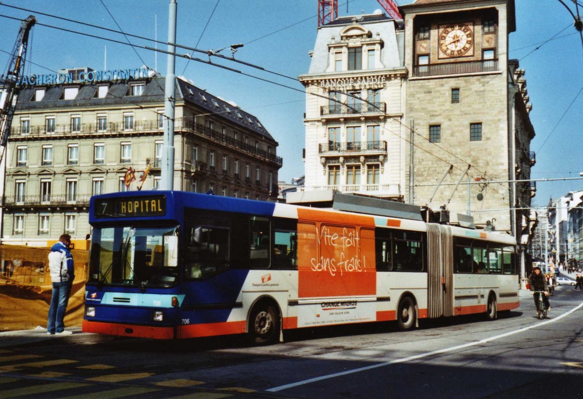 (124'925) - TPG Genve - Nr. 706 - NAW/Hess Gelenktrolleybus am 13. Mrz 2010 in Genve, Bel-Air