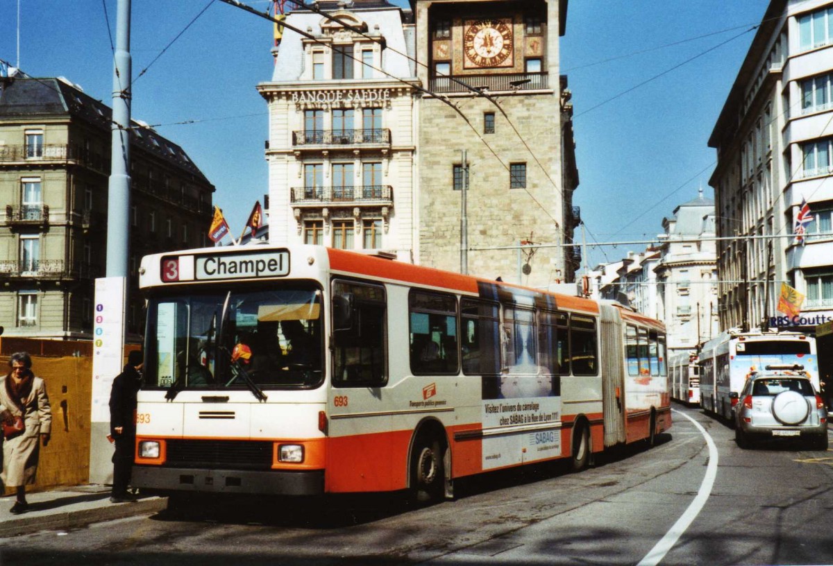 (124'933) - TPG Genve - Nr. 693 - NAW/Hess Gelenktrolleybus am 13. Mrz 2010 in Genve, Bel-Air