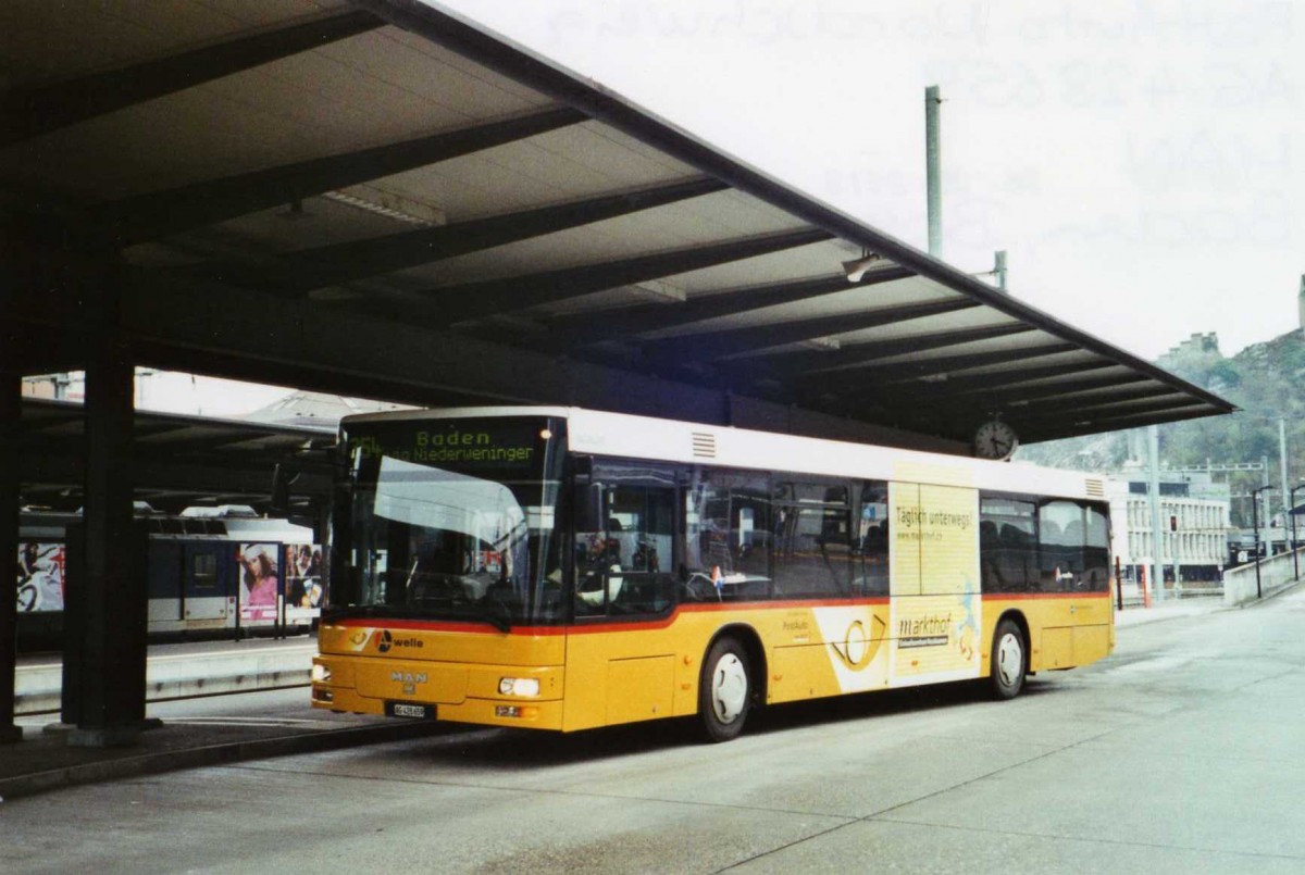 (125'420) - PostAuto Nordschweiz - AG 428'659 - MAN am 14. April 2010 beim Bahnhof Baden