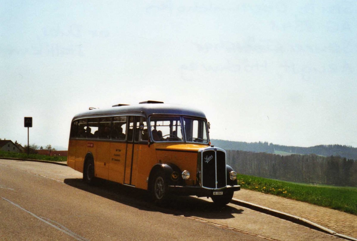 (125'634) - Stutz, Oberlunkhofen - AG 8341 - Saurer/Tscher (ex Dubs, Stallikon) am 24. April 2010 in Aeugst, Hchweg