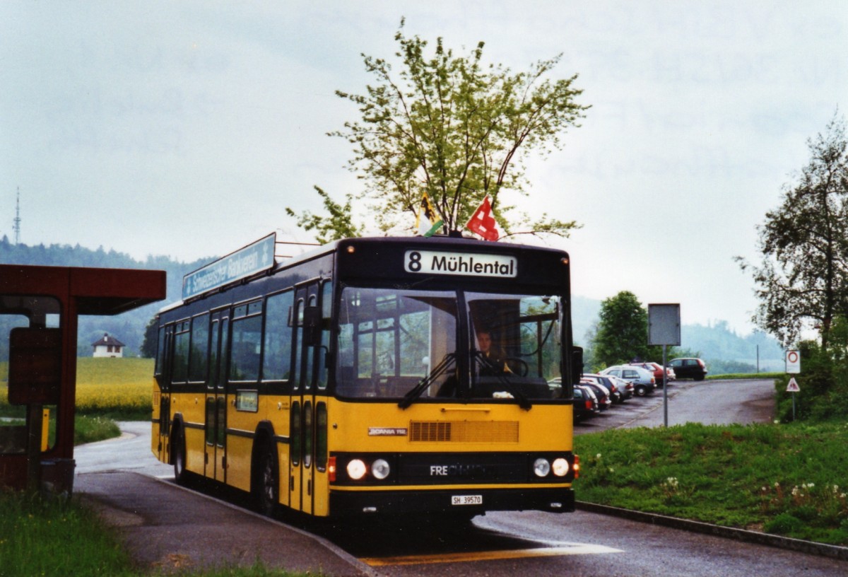 (126'216) - Ruklic, Schaffhausen - SH 39'570 - Scania/FHS (ex VBSH Schaffhausen Nr. 36; ex VBSH Schaffhausen Nr. 1) am 16. Mai 2010 in Schaffhausen, Im Freien