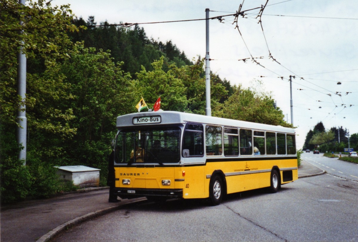 (126'234) - Wanner, Schleitheim - Nr. 40/SH 58'045 - Saurer/Hess (ex Ruklic, Schaffhausen; ex VBSH Schaffhausen Nr. 40; ex VBSH Schaffhausen Nr. 19) am 16. Mai 2010 in Schaffhausen, Herblingertal