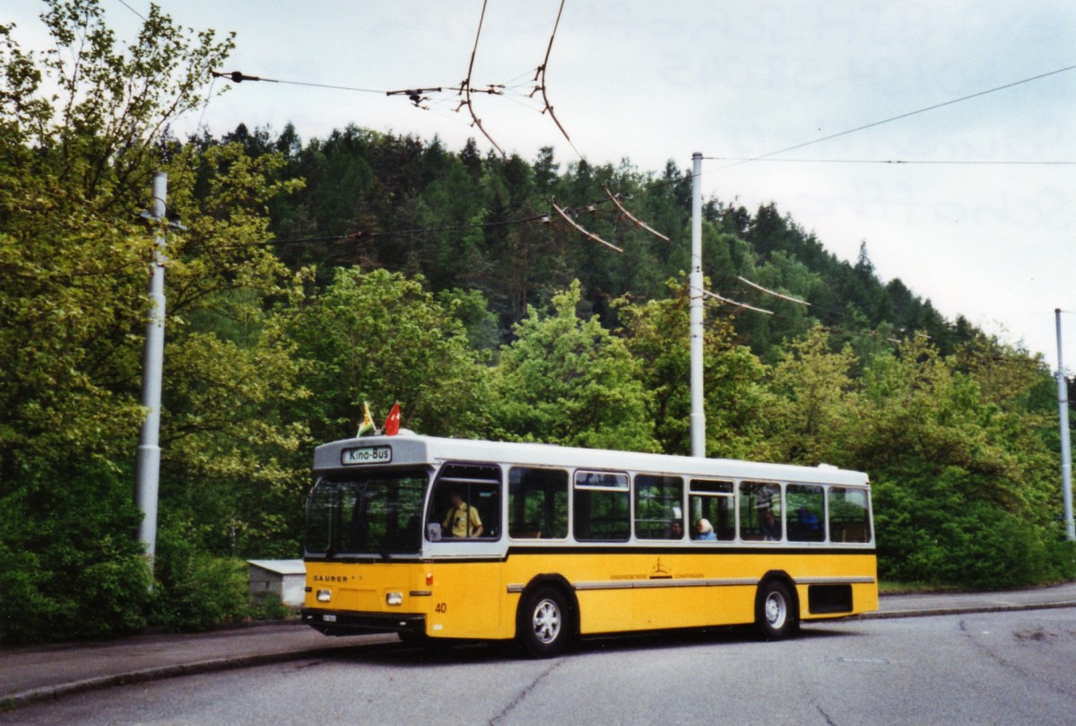 (126'235) - Wanner, Schleitheim - Nr. 40/SH 58'045 - Saurer/Hess (ex Ruklic, Schaffhausen; ex VBSH Schaffhausen Nr. 40; ex VBSH Schaffhausen Nr. 19) am 16. Mai 2010 in Schaffhausen, Herblingertal