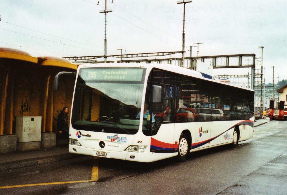 (127'006) - Knecht, Windisch - Nr. 450/AG 7999 - Mercedes am 16. Juni 2010 beim Bahnhof Lenzburg