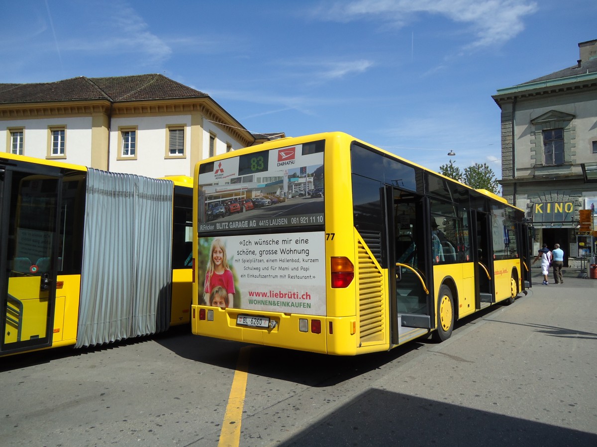 (127'706) - AAGL Liestal - Nr. 77/BL 6260 - Mercedes am 6. Juli 2010 beim Bahnhof Liestal