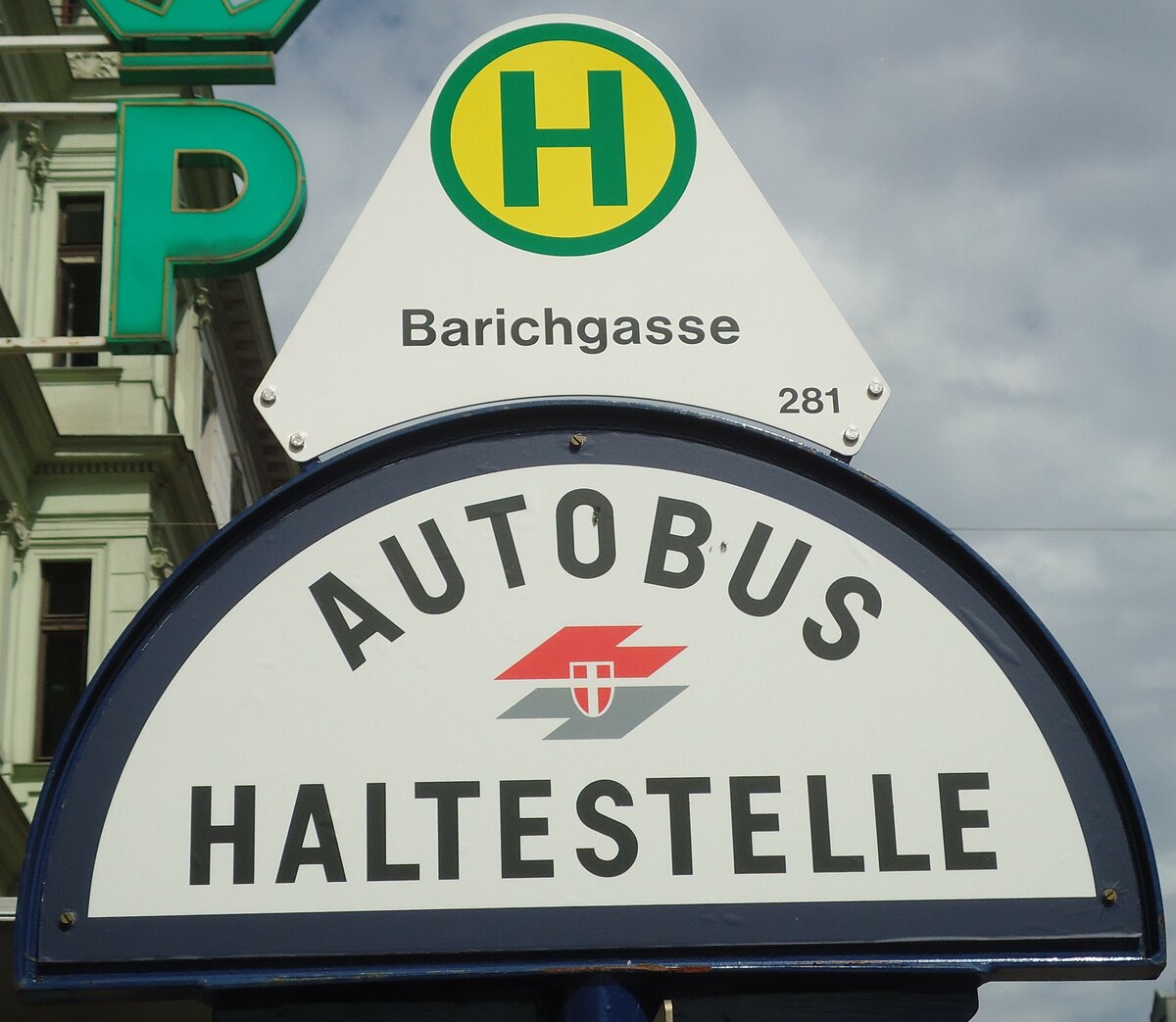 (128'379) - Wiener Linien-Haltestellenschild - Wien, Barichgasse - am 9. August 2010