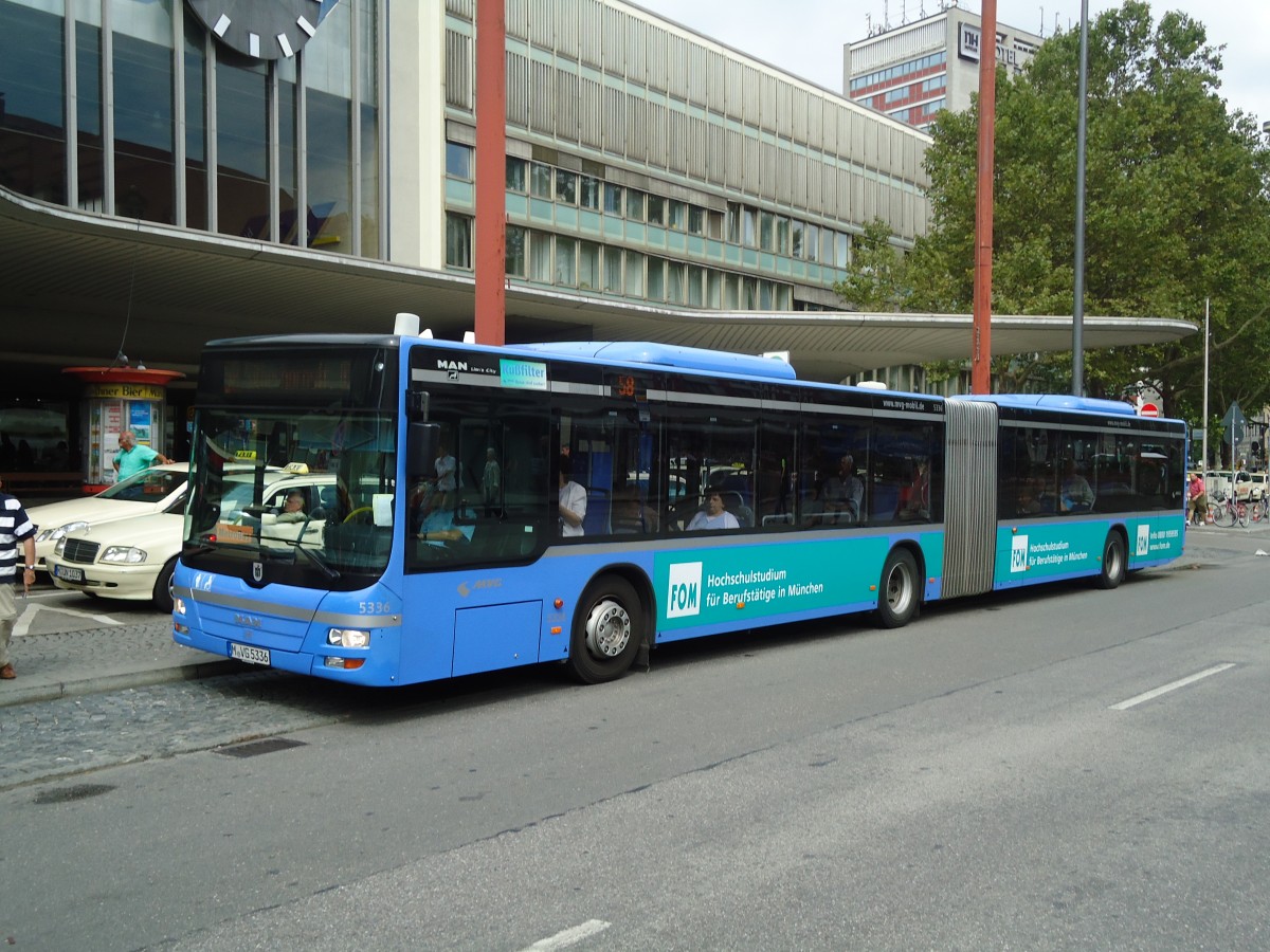 (128'607) - MVG Mnchen - Nr. 5336/M-VG 5336 - MAN am 11. August 2010 beim Hauptbahnhof Mnchen