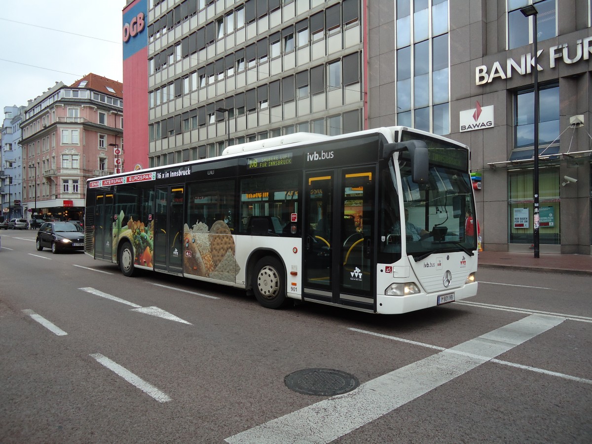 (128'648) - IVB Innsbruck - Nr. 901/I 901 IVB - Mercedes am 11. August 2010 beim Bahnhof Innsbruck