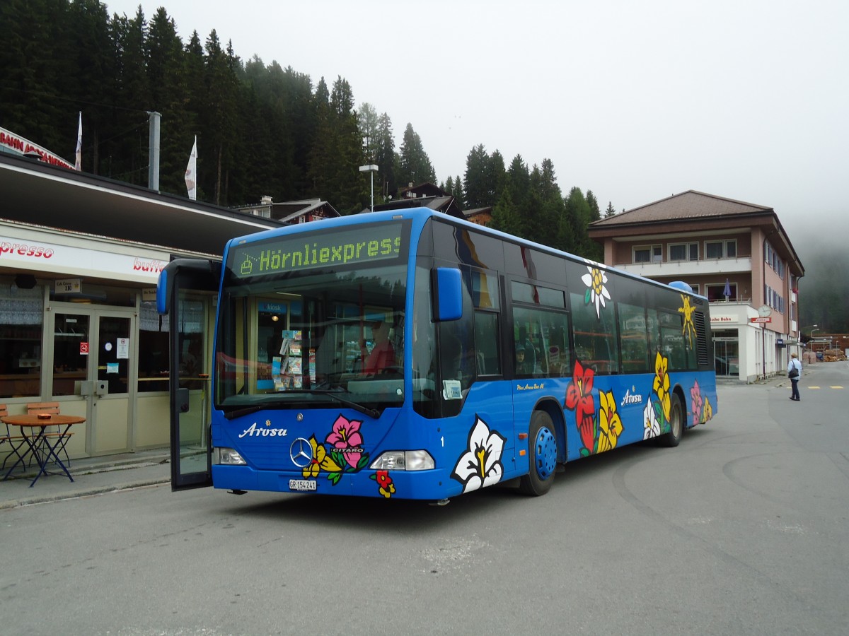 (128'707) - Pfosi, Chur - Nr. 1/GR 154'241 - Mercedes am 13. August 2010 beim Bahnhof Arosa