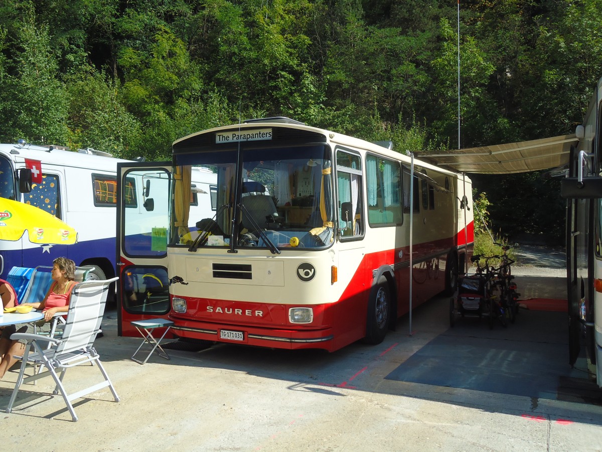 (128'973) - Rogoll - Saurer/Tscher (ex P 24'273) am 22. August 2010 in Thayngen, Wohnbustreffen