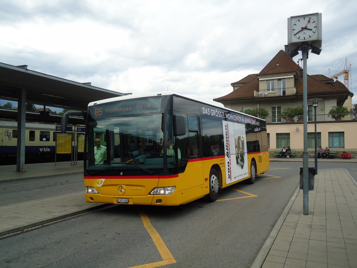 (129'125) - PostAuto Bern - BE 653'382 - Mercedes am 23. August 2010 beim Bahnhof Spiez