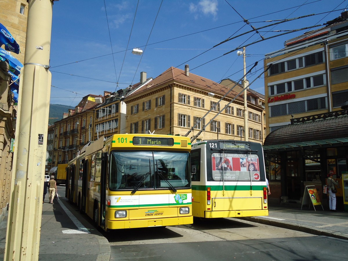 (129'575) - TN Neuchtel - Nr. 101 - NAW/Hess Gelenktrolleybus am 6. September 2010 in Neuchtel, Place Pury