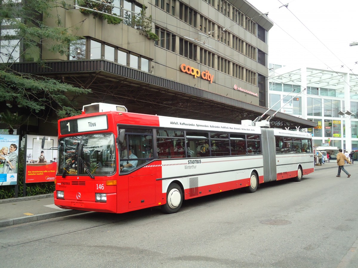 (129'706) - SW Winterthur - Nr. 146 - Mercedes Gelenktrolleybus am 15. September 2010 beim Hauptbahnhof Winterthur