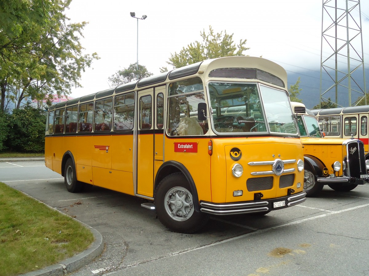 (129'807) - Inkamp, Altendorf - SZ 102'180 - Saurer/FHS (ex Stebler, Basel; ex Reber, Basel; ex Eggenberger, Mriken; ex Ott, Wetzikon; ex OPC Ennetbrgen Nr. 3; ex AVG Grindelwald; ex P 24'143) am 18. September 2010 in Chur, Obere Au