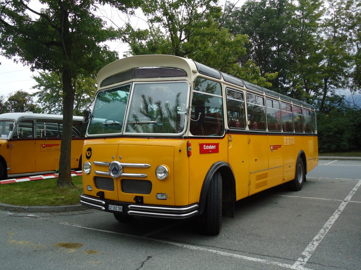 (129'808) - Inkamp, Altendorf - SZ 102'180 - Saurer/FHS (ex Stebler, Basel; ex Reber, Basel; ex Eggenberger, Mriken; ex Ott, Wetzikon; ex OPC Ennetbrgen Nr. 3; ex AVG Grindelwald; ex P 24'143) am 18. September 2010 in Chur, Obere Au