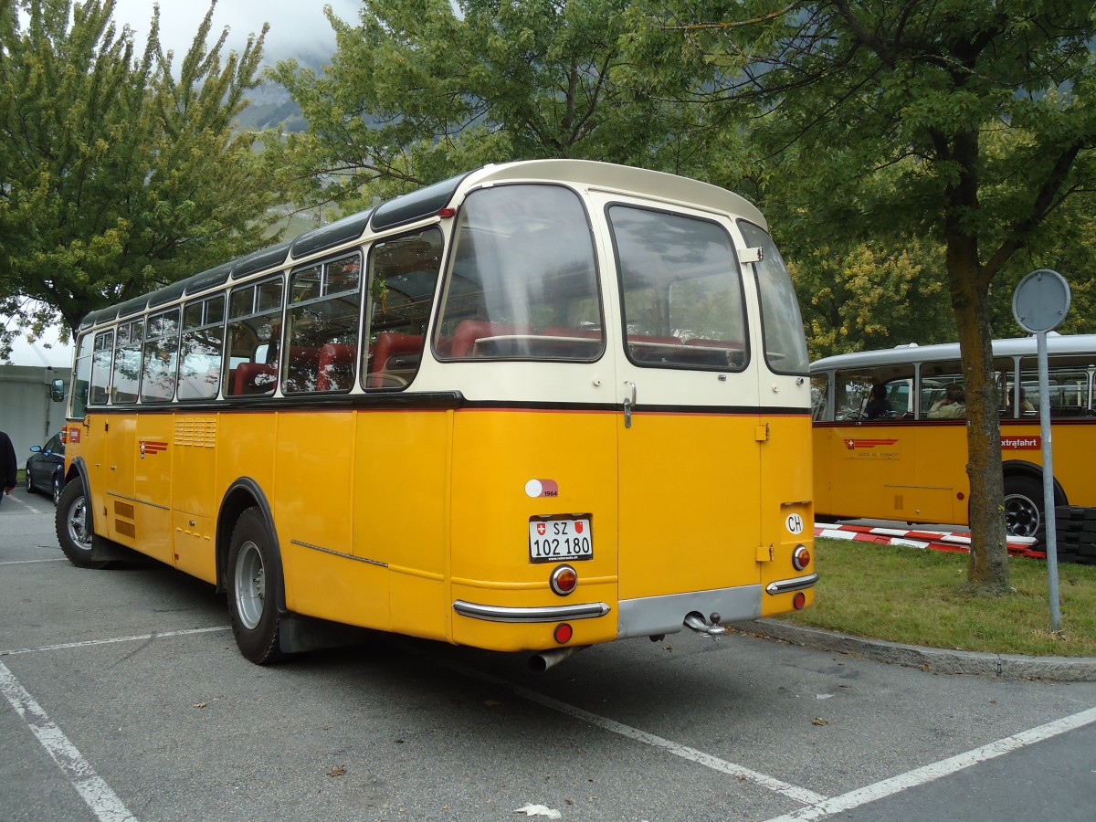 (129'844) - Inkamp, Altendorf - SZ 102'180 - Saurer/FHS (ex Stebler, Basel; ex Reber, Basel; ex Eggenberger, Mriken; ex Ott, Wetzikon; ex OPC Ennetbrgen Nr. 3; ex AVG Grindelwald; ex P 24'143) am 18. September 2010 in Chur, Obere Au