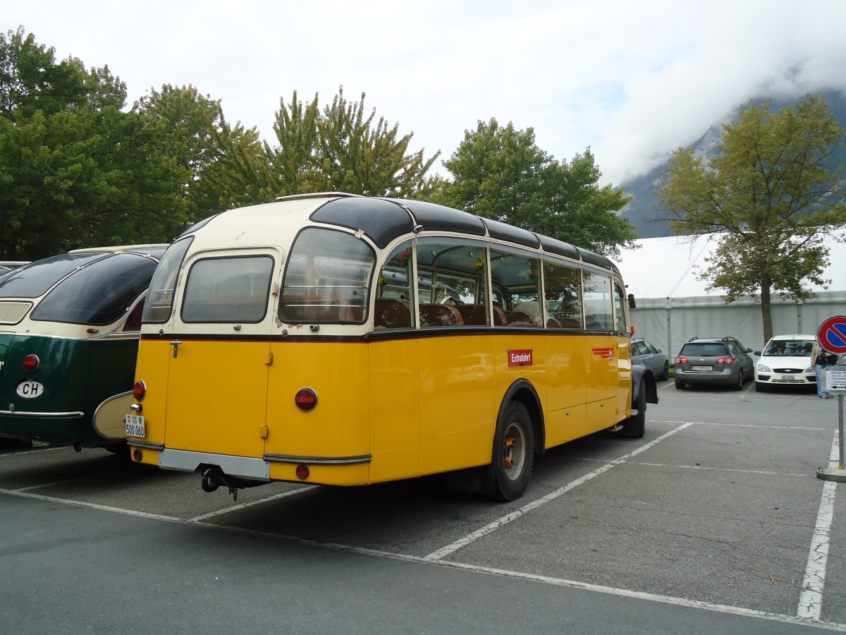 (129'848) - Sigg, Sennwald - SG 500'060 - Saurer/FHS (ex Oldie-Reisen, Matzingen; ex Studach, Teufen; ex M+79'512; ex P 23'155; ex P 2242) am 18. September 2010 in Chur, Obere Au