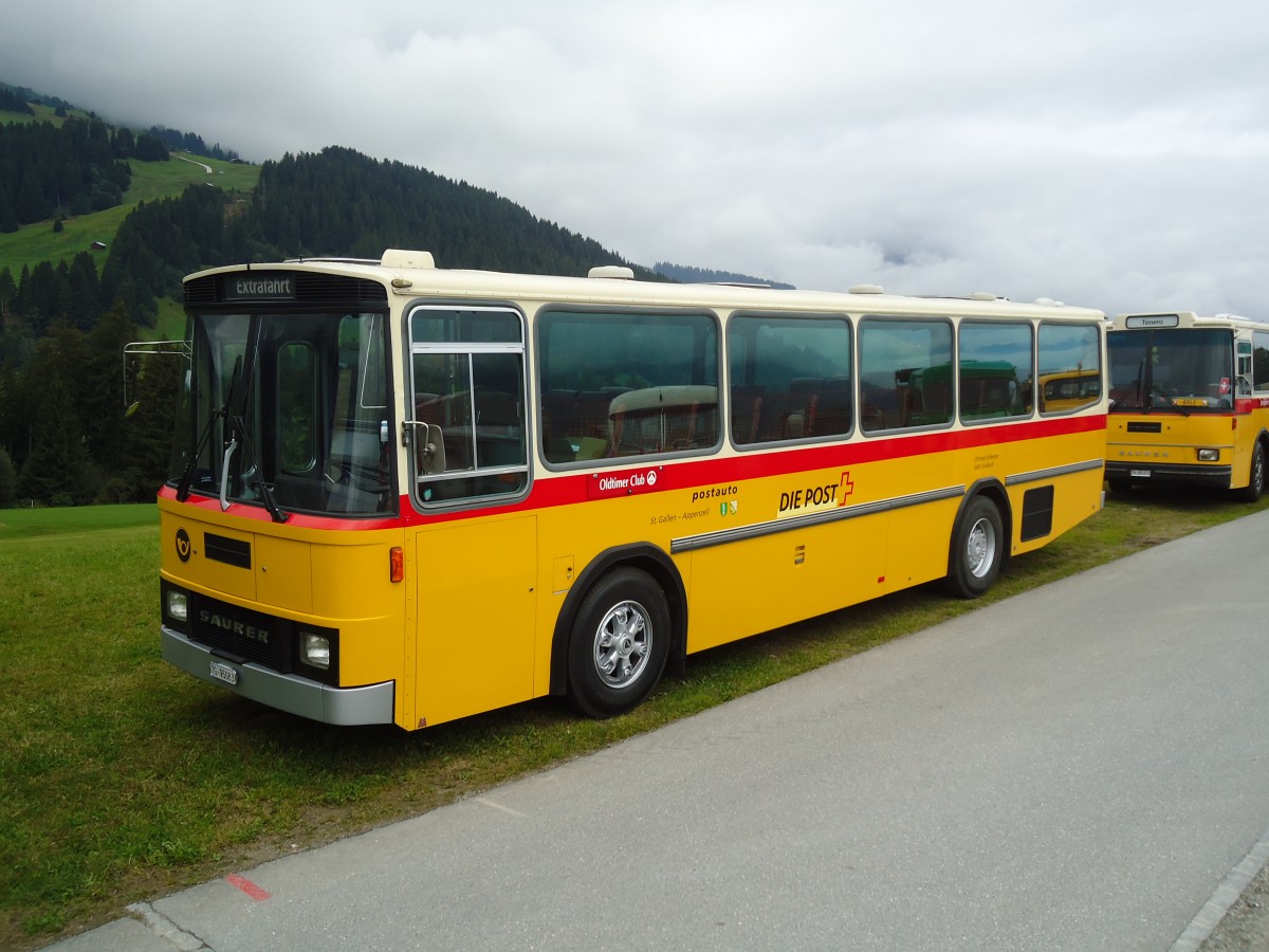 (129'931) - Oldtimer Club Saurer, Arbon - TG 95'083 - Saurer/Tscher (ex Schwizer, Goldach Nr. 2) am 18. September 2010 in Breil, Militranlage