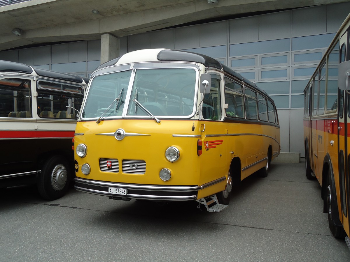 (129'947) - Zimmerli J., Oftringen - AG 57'298 - Berna/Tscher (ex Stutz, Oberlunkhofen; ex Leu, Schongau; ex Wicki, Bremgarten; ex P 22'054; ex P 20'704) am 18. September 2010 in Breil, Militranlage