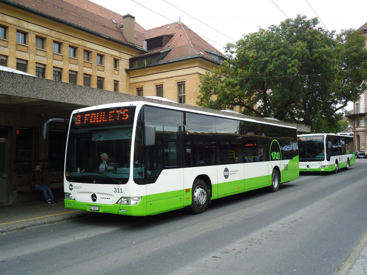 (130'188) - TRN La Chaux-de-Fonds - Nr. 311/NE 19'211 - Mercedes am 4. Oktober 2010 beim Bahnhof La Chaux-de-Fonds