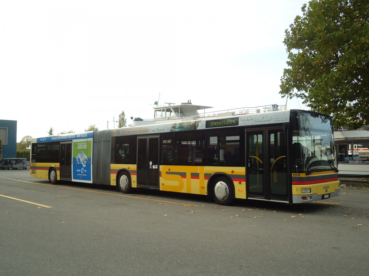 (130'293) - STI Thun - Nr. 103/BE 577'103 - MAN am 10. Oktober 2010 bei der Schifflndte Thun